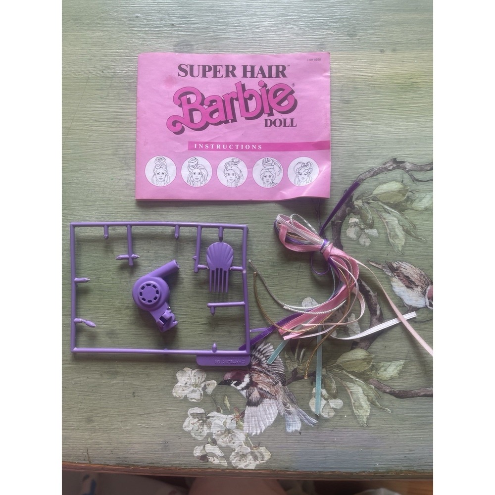 Vintage Barbie Doll Super Hair Instruction Booklet, 3 Accessories Mattel 1986